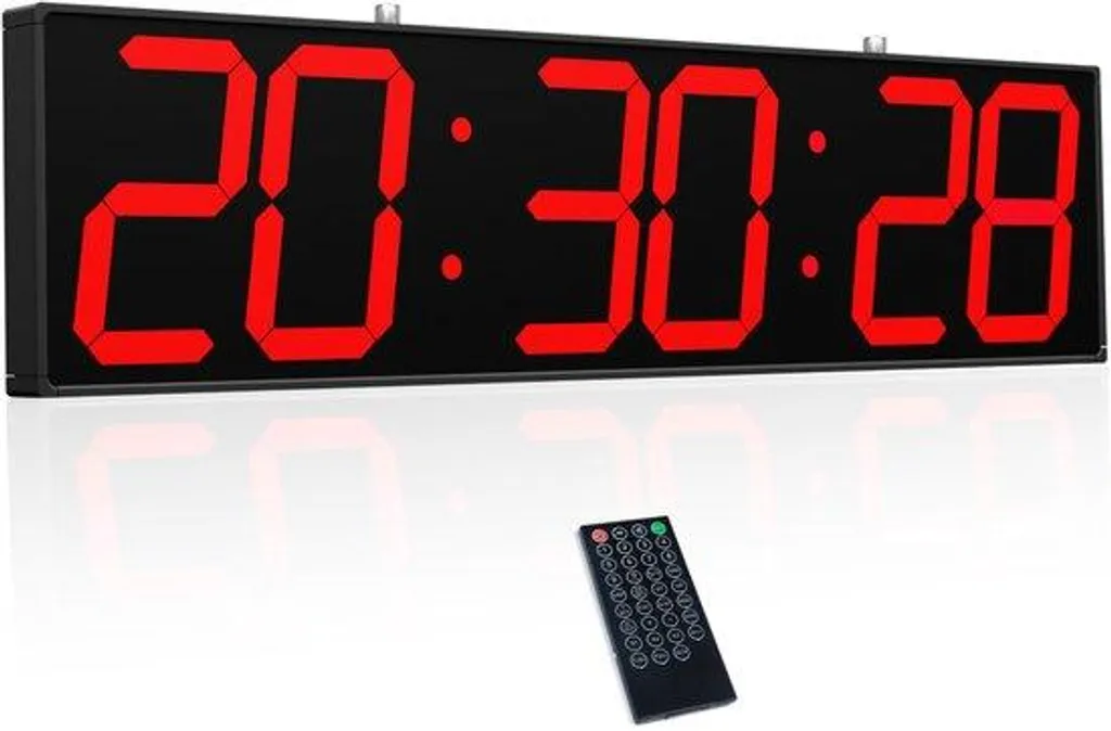 Horloge murale numérique 27 pouces rouge avec affichage température LED