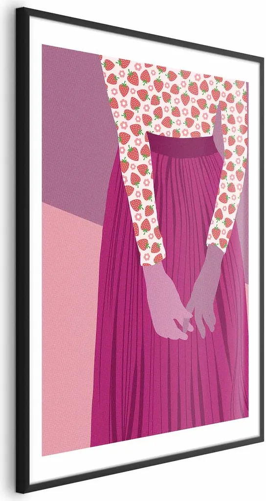 Quadro Donna Fragola 40x60 con Cornice Nera: Arredo Cucina e Soggiorno - 1