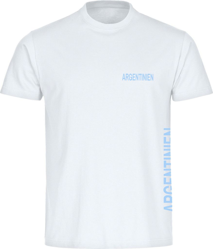 multifanshop Kinder T-Shirt - Argentinien - Brust & Seite, weiß, Größe 152