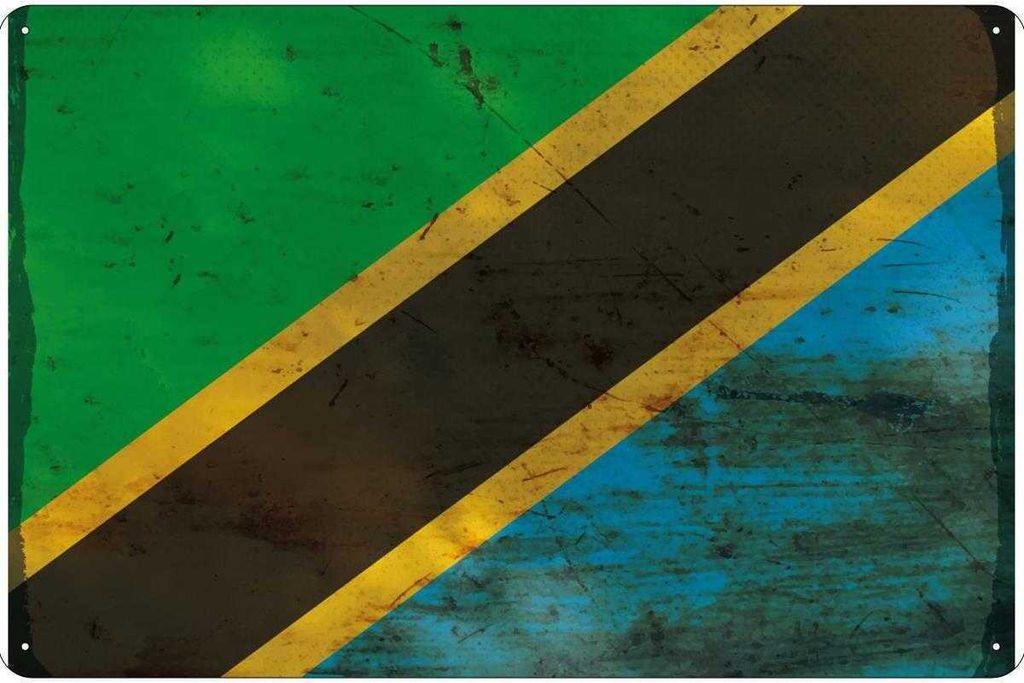 vianmo Blechschild 30x40 cm Tansania Tanzania Flagge Fahne Wappen