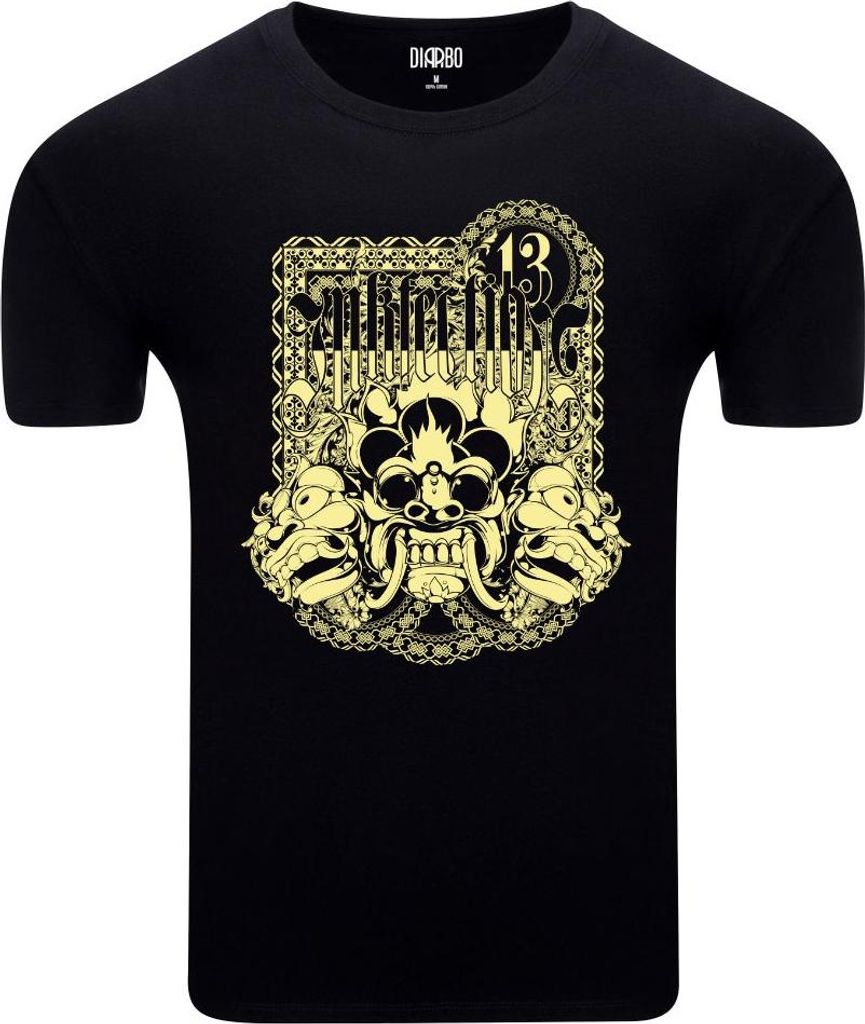 Diarbo Herren T-Shirt mit Retro-Druck Druck Unglückszahl Dreizehn Schwarz Gr.S