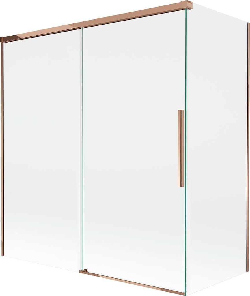 Mexen Rox Badewannenabtrennung 2-flügelig, verschiebbar 150 + 70 x 150 cm, transparent, Roségold - 8C9-150-070-60-00