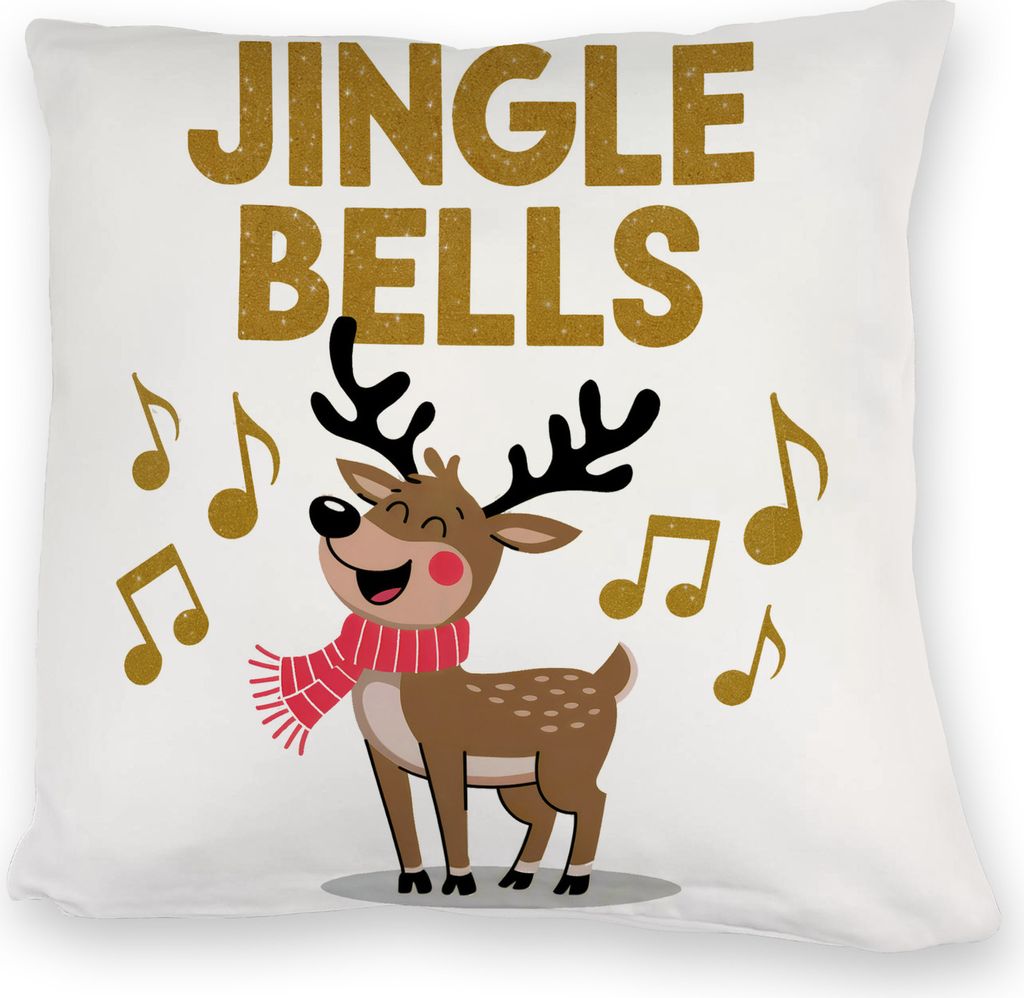 Rentier mit rotem Schal - JINGLE BELLS Kuschelkissen