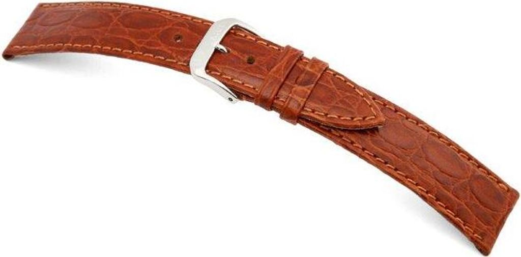 Happel Lederband Bahia 16mm cognac mit Krokodillederprägung