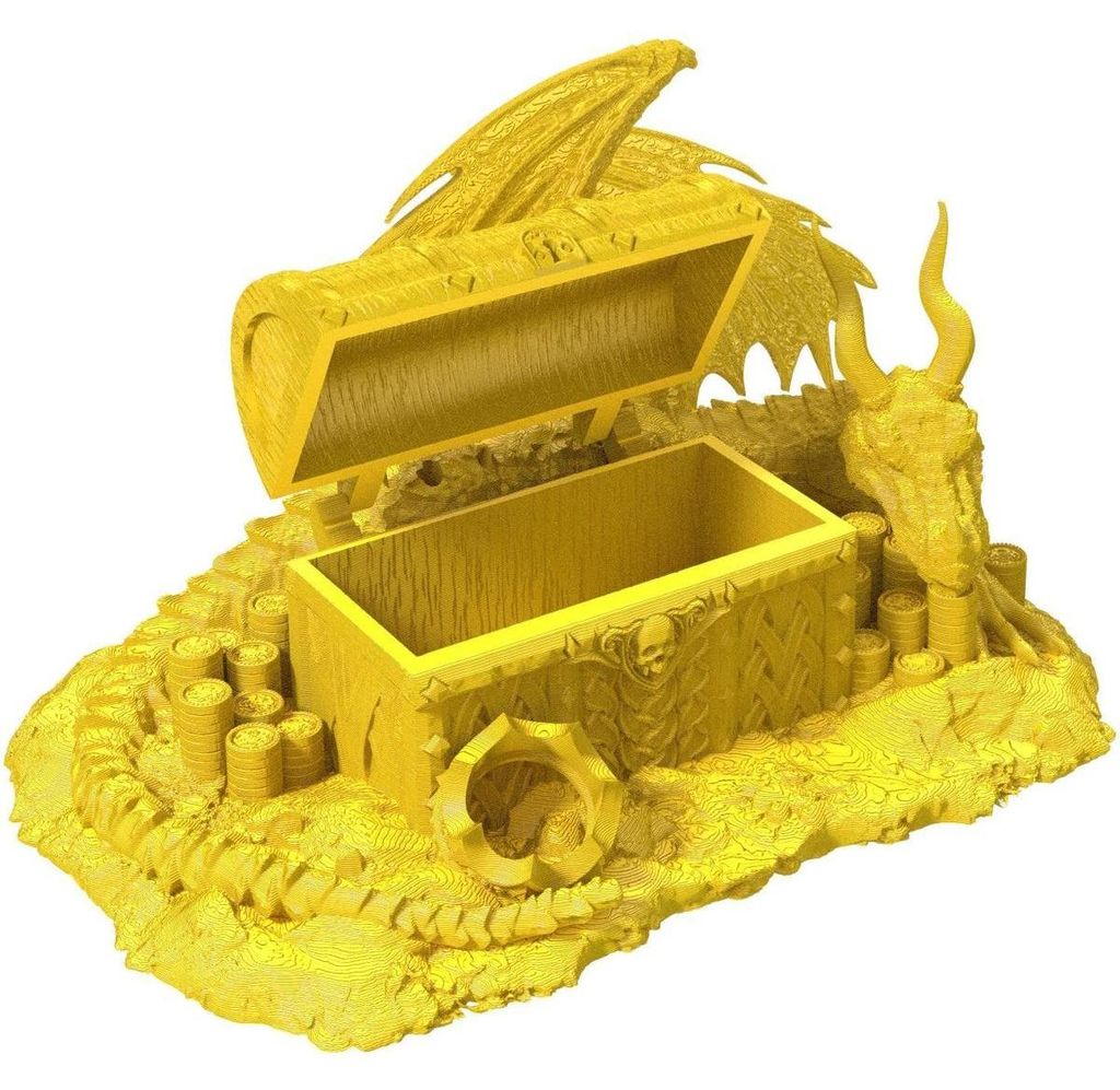 Fates End Dice Jail Dragon Hoard gelb – Würfelgefängnis 3D gedruckt