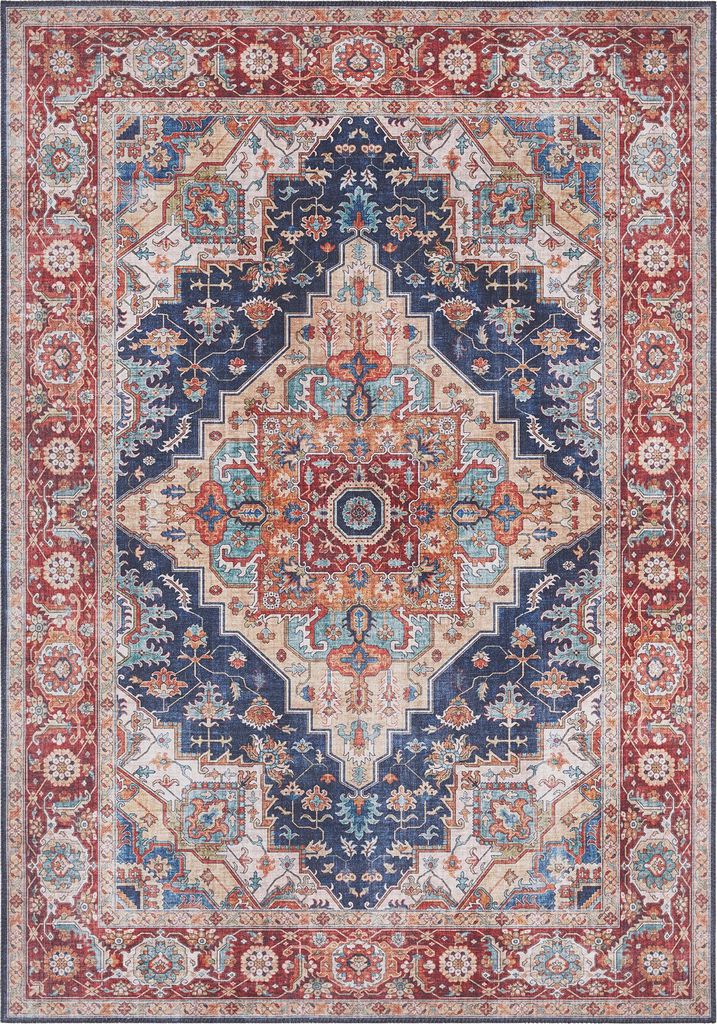 NYVI Teppich Asmar - Pflegeleicht, Langlebig, für Innenräume - Wohnzimmerteppich Orientteppich - 160x230 cm Rechteckig - Indigoblau Sylla