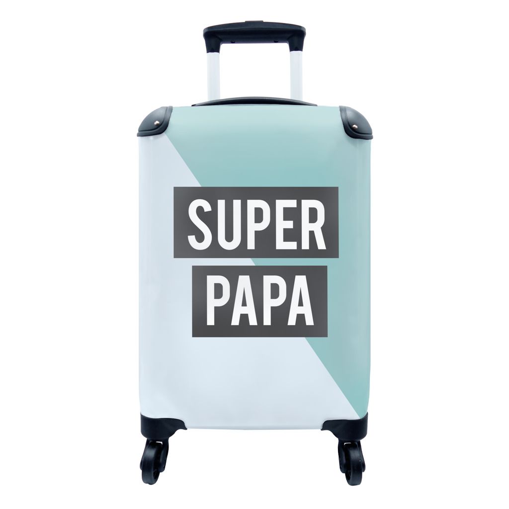 MuchoWow Koffer Handgepäck Trolley Rollkoffer Kleine Reisekoffer mit 4 Rollen - Vatertag - Papi - Zitate - Cabin Size < 55x40x23 cm & 55x40x20 c...