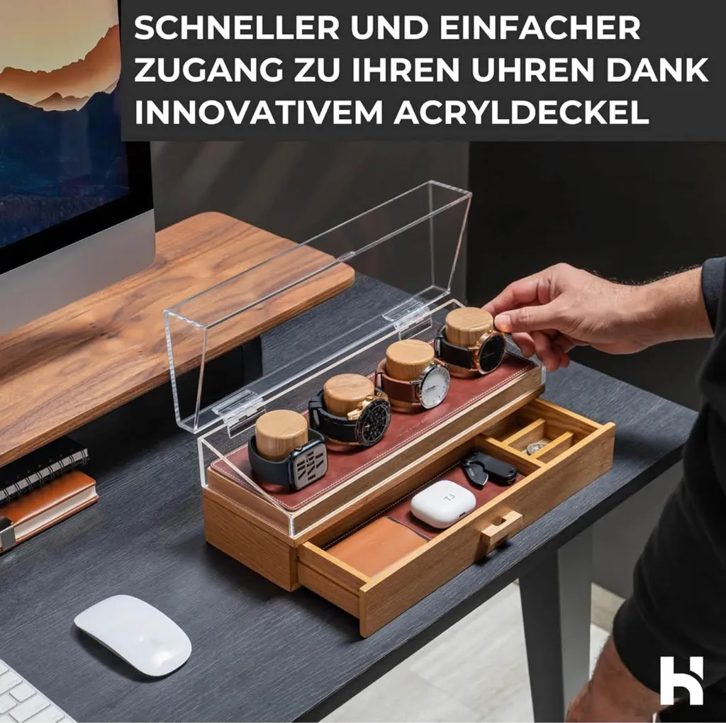 Holme & Hadfield Watch Deck | Organizer Orologi Design Moderno Legno - 3