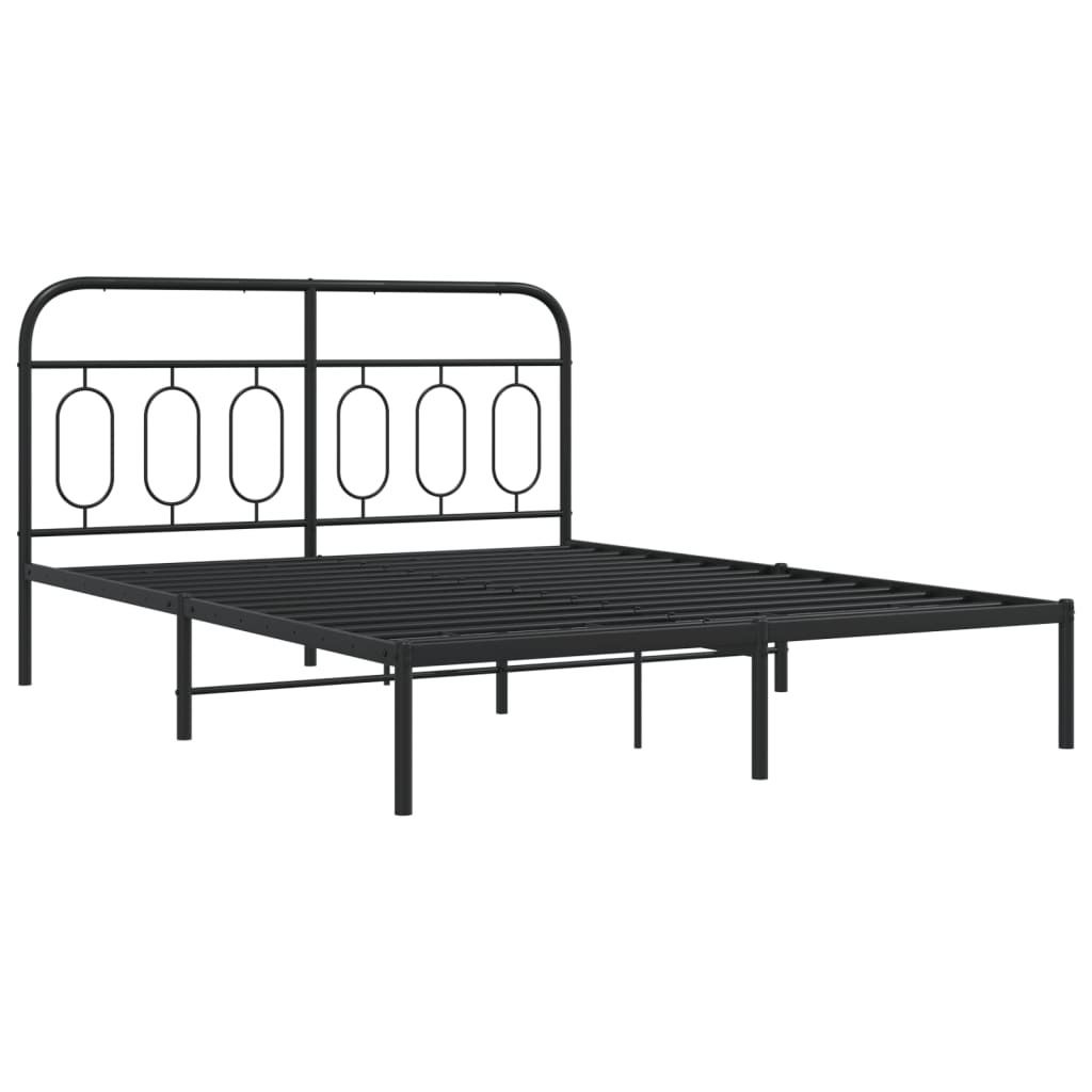 Bettgestell mit Kopfteil Metall Schwarz 150x200 cm