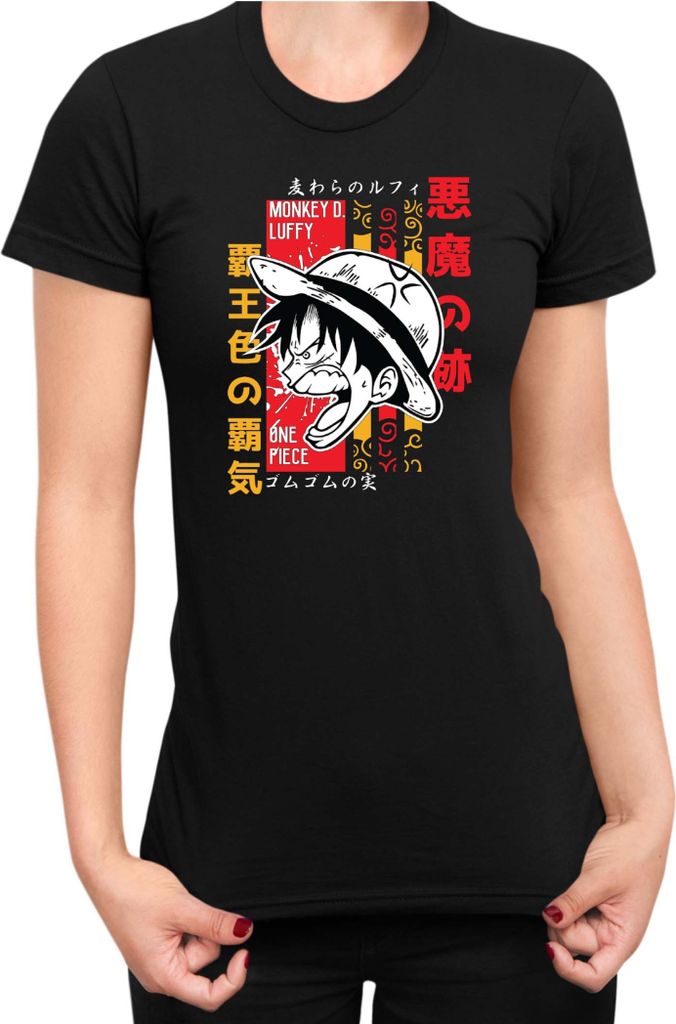 Damen T-Shirt Japan Anime Manga One Manga Piece Anime Luffy 05 Mad Monkey, Lady 2XL / Schwarz
