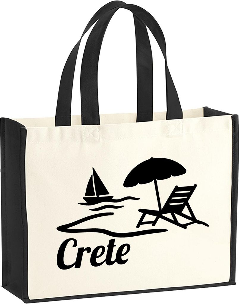 Huuraa Jutetasche Crete Griechenland 21 Liter Black Jute und Baumwolle Einkaufstasche Geschenkidee