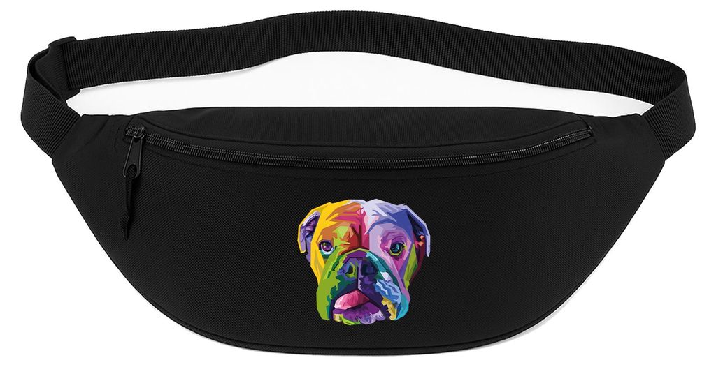 Huuraa Bauchtasche Englische Bulldogge Colorful 2,5 Liter Black Polyester Crossbody Bag Geschenkidee