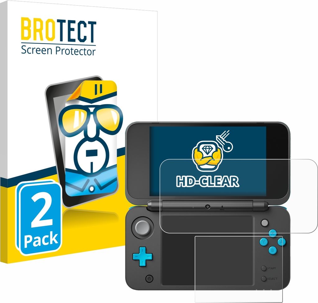 2x Für New Nintendo 2DS XL Schutzfolie BROTECT Displayschutz Display Schutz Folie Klar Transparent