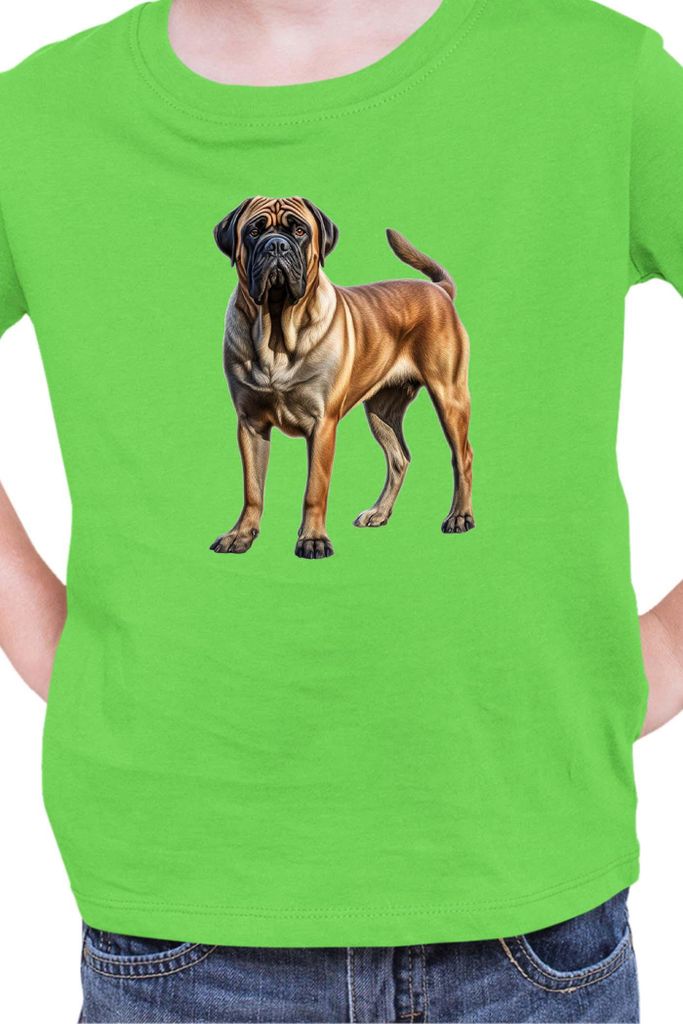 Kinder T-Shirt Dogs Breeds English Mastiff Dog Breed 006, 12-13 Jahr - 152 / Lime