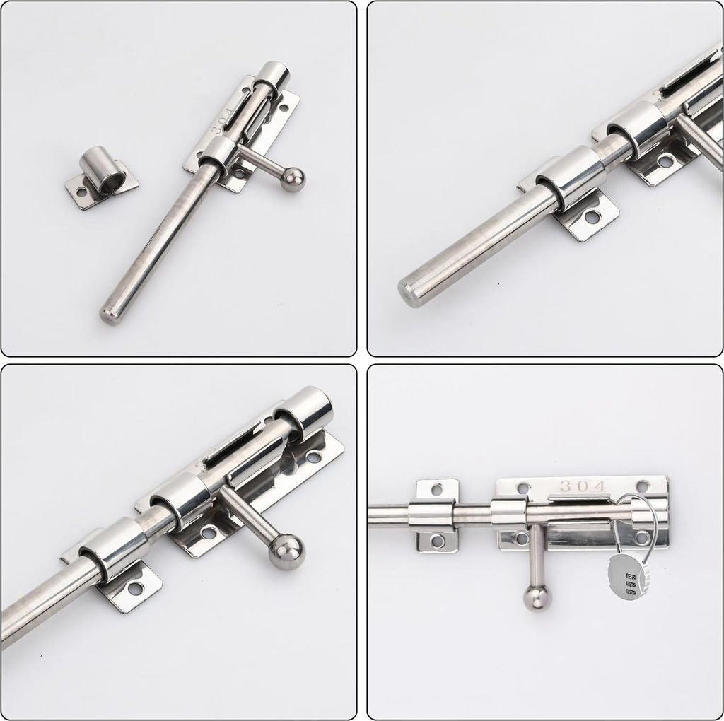 Schiebestange aus 304 Edelstahl 16 cm für Türverriegelung - inklusive Schrauben für Tore, Sicherheit Haus Innenhof Garten
