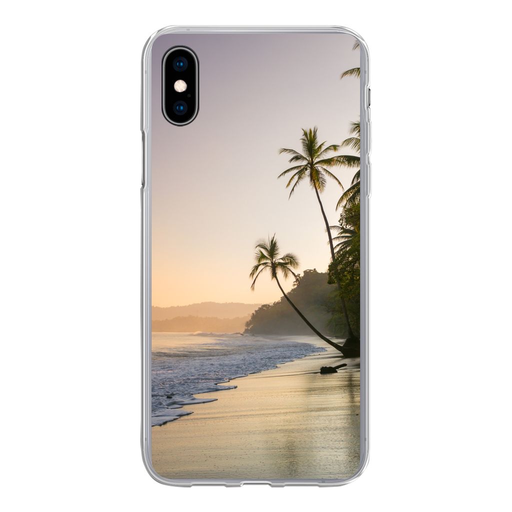 MuchoWow Handyhülle Schutzhülle Hülle für iPhone Xs Strand - Sonnenuntergang - Tropisch Silikon Softcase Handy Hülle - Handytasche