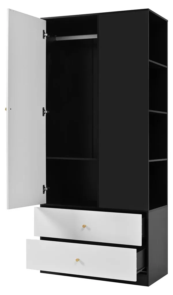 Armoire de chambre bois rangement optimal avec miroir et grands tiroirs