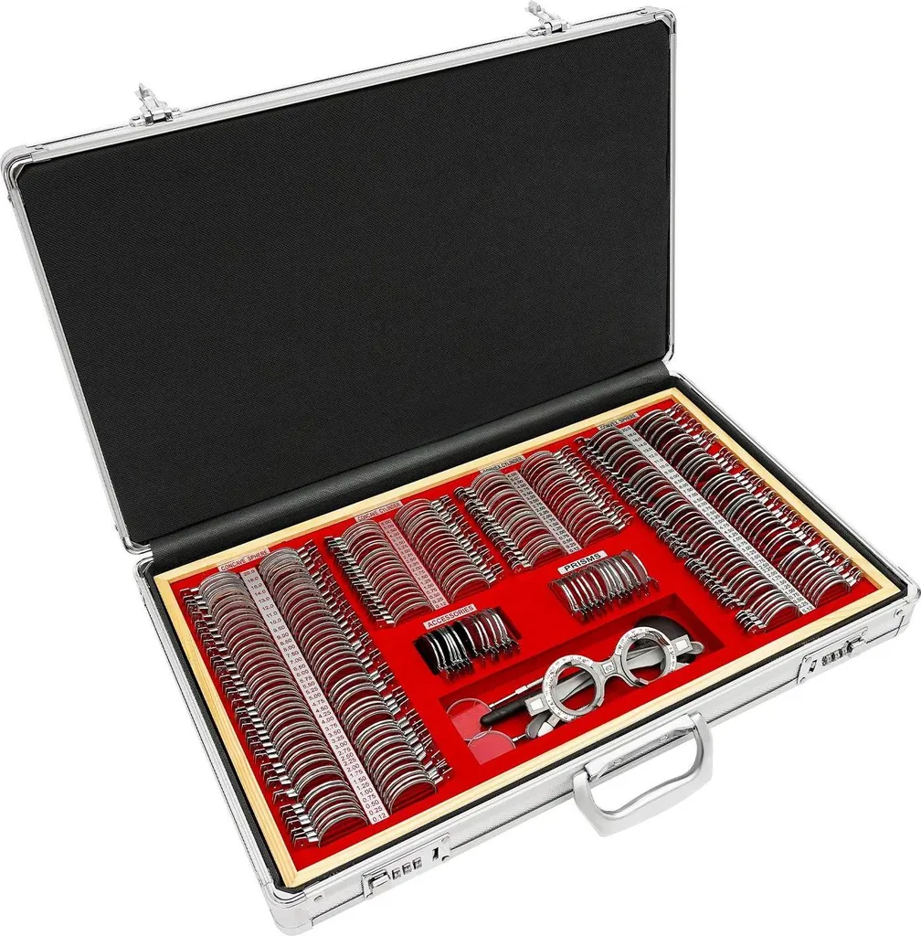 Kit examen de la vue - 266 verres minéraux et montures métal - Rouge