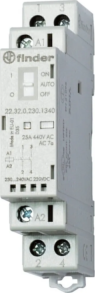 Contattore Modulare Finder 22.32.0.230.4540 25A | Silenzioso LED