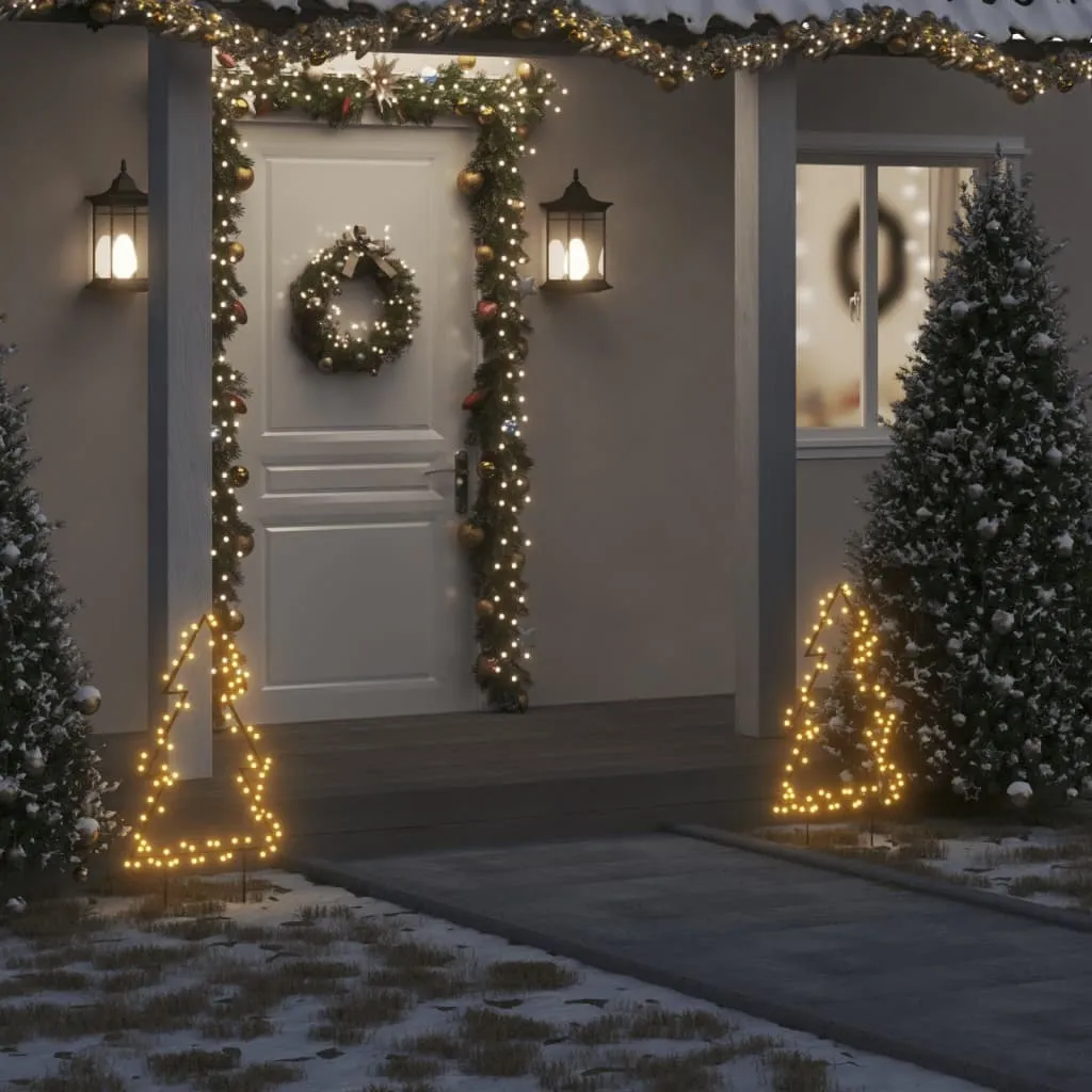 Petit Sapin Noël 60 cm 80 LED Design avec Piquet de Fixation Sol