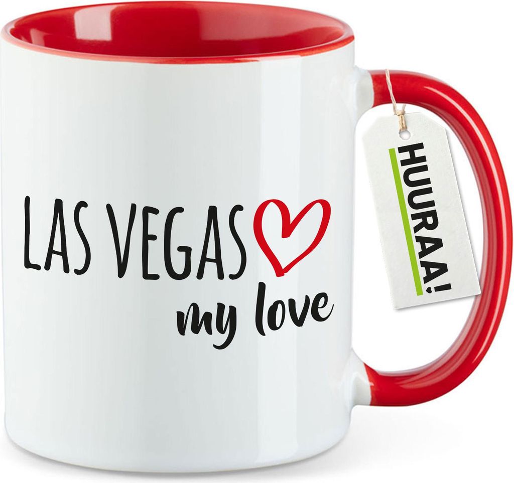 Huuraa Kaffeetasse Las Vegas my love 330ml Rot Keramik Kaffeebecher Geschenkidee