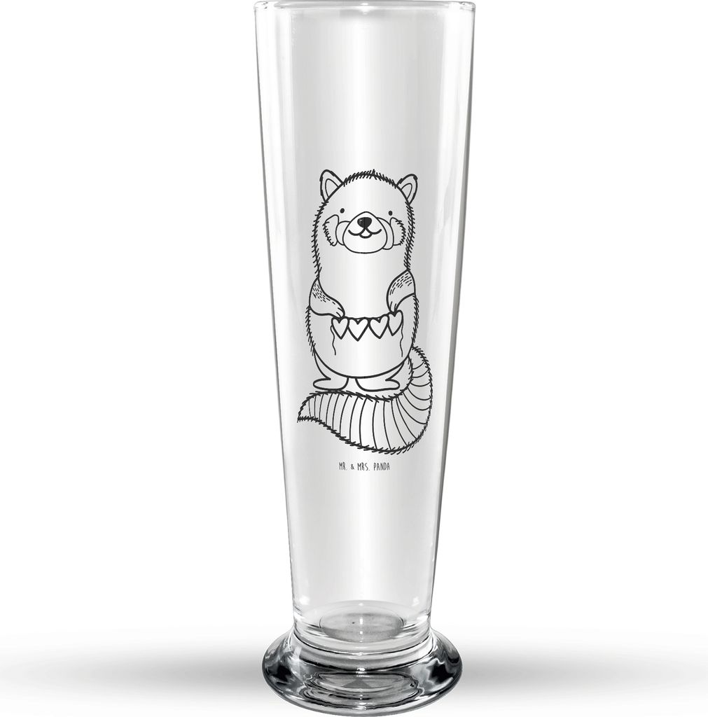 Mr. & Mrs. Panda Bierglas Roter Panda - Transparent - Geschenk, Rot, Bier Glas, Liebe, Tiermotive, Herz, Mr Mrs Weizenglas, Liebling, Weizen, Weize...