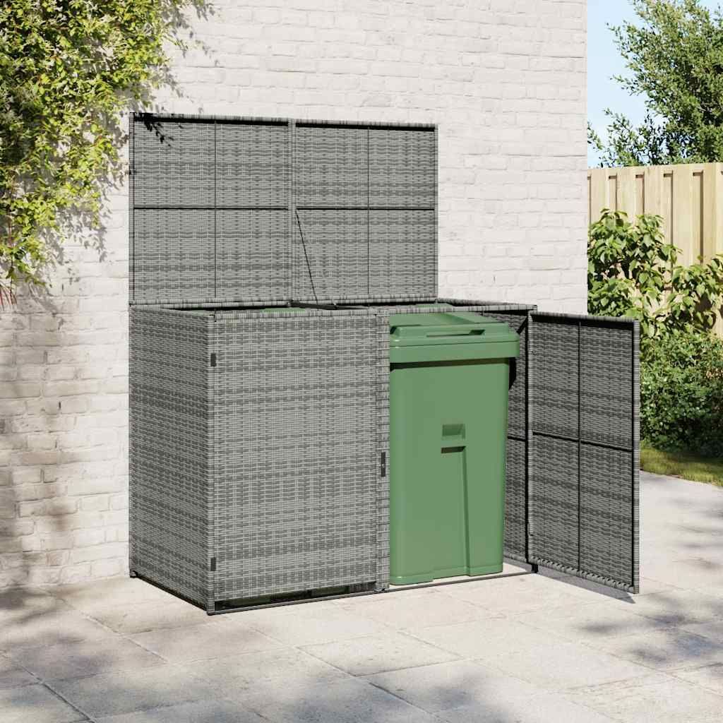 "2026 Promotion" Mülltonnenbox für 2 Tonnen Poly Rattan Anthrazit 148×77×111 cm - Geräteschuppen CC26506