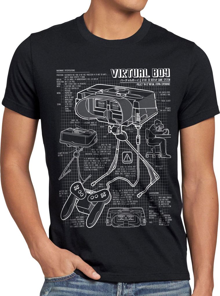 style3 Virtual Boy Blaupause Herren T-Shirt 32-Bit videospiel controller