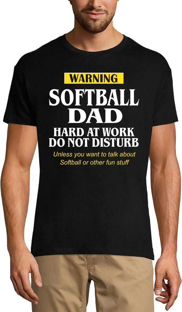 Herren Grafik T-Shirt Warnung Softball-Vater – Warning Softball Dad – Öko-Verantwortlich Vintage Jahrgang Kurzarm Lustige Druck Geburtstag Ges...