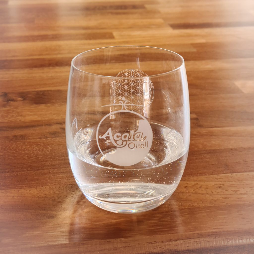 Acala Glas Arlando 300 ml mit Gravur Blume des Lebens Produktbild 