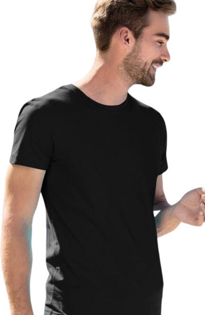 Eng anliegendes Herren-T-Shirt, 100% Baumwolle, unbedruckt, einfarbig, 180g/m2, Farbe schwarz, Größe 2XL