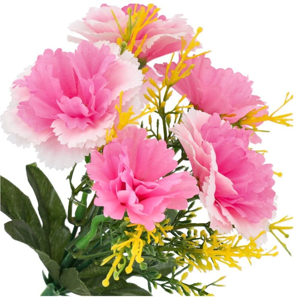 Dekolo Künstliche Blumen Dekorationen Deko Pflanzen Blumensträuße Nelken Pink 22cm
