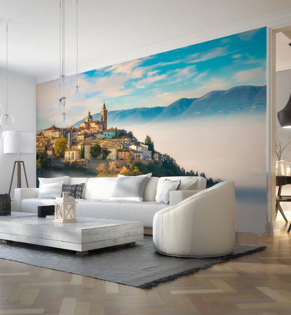 Fototapete Stadt im Nebel, Material:Premium Vlies 150g/qm, Größe Tapete:390 x 260cm