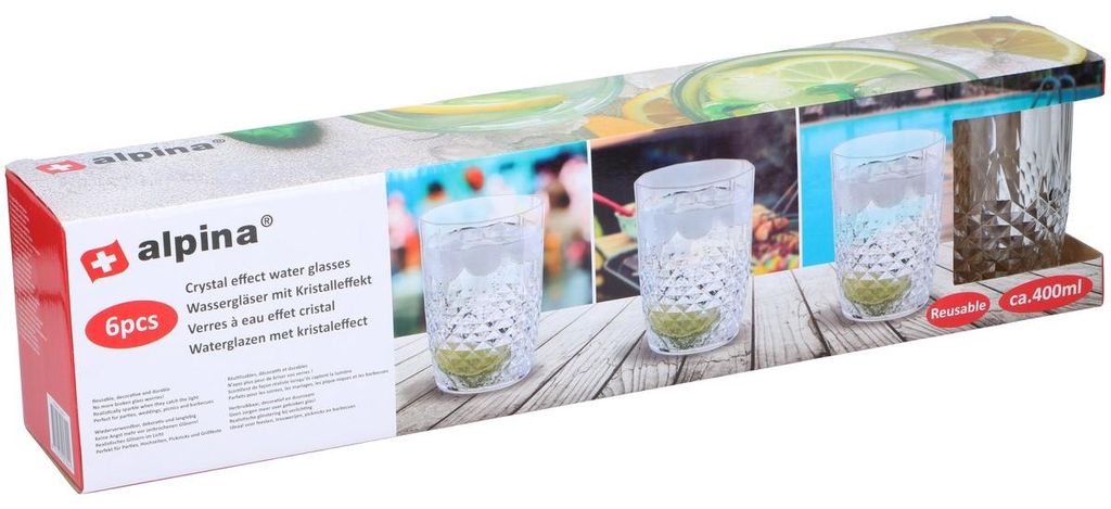 alpina Lot de 6 verres - Verres à eau avec effet cristal Image du produit 