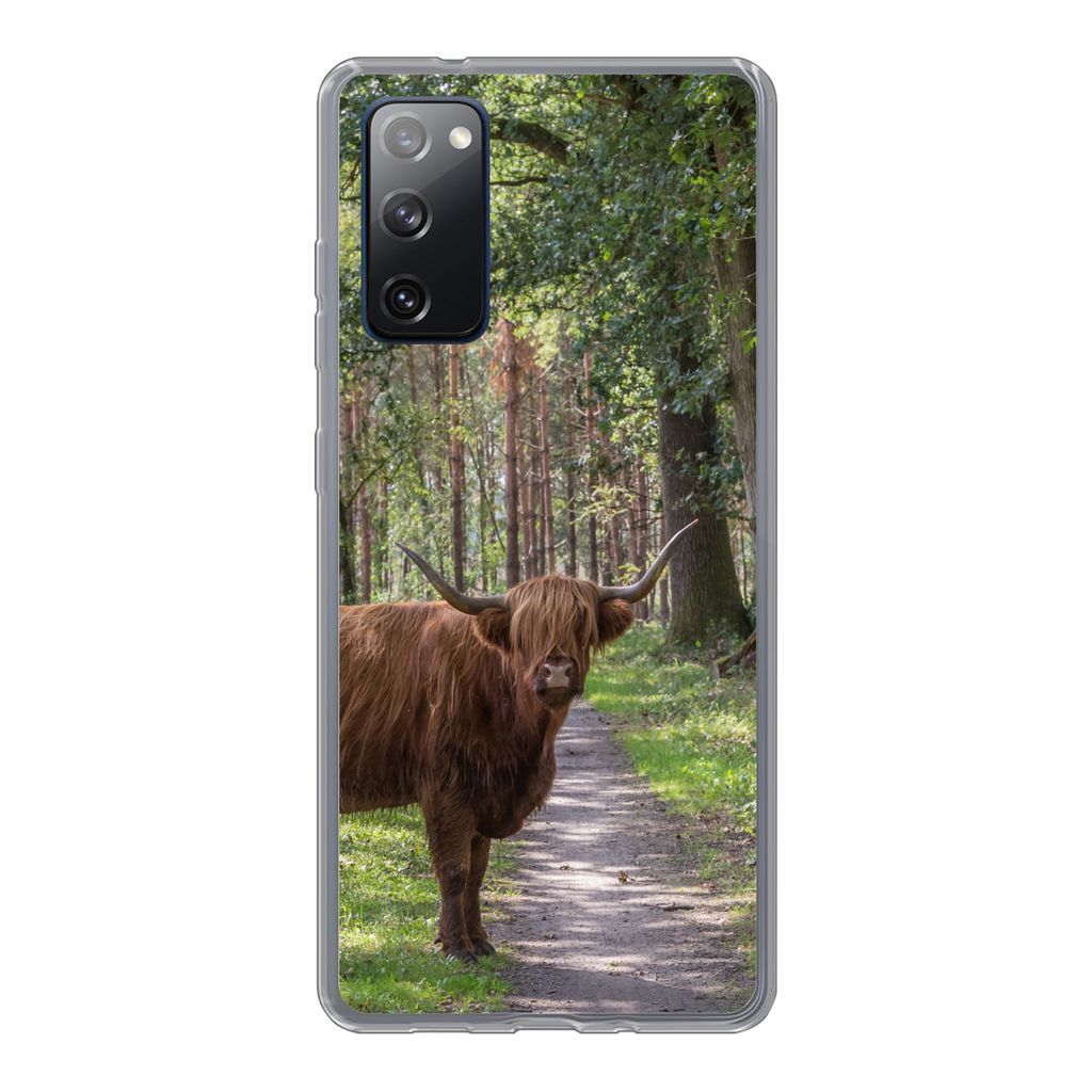 MuchoWow Handyhülle Schutzhülle Hülle für Samsung Galaxy S20 FE Schottischer Highlander - Kröte - Baum Silikon Softcase Handy Hülle - Abdec...