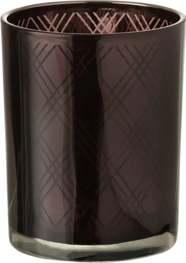 J-Line Porte-bougie à réchaud Diamants en verre violet foncé Ø 10 cm