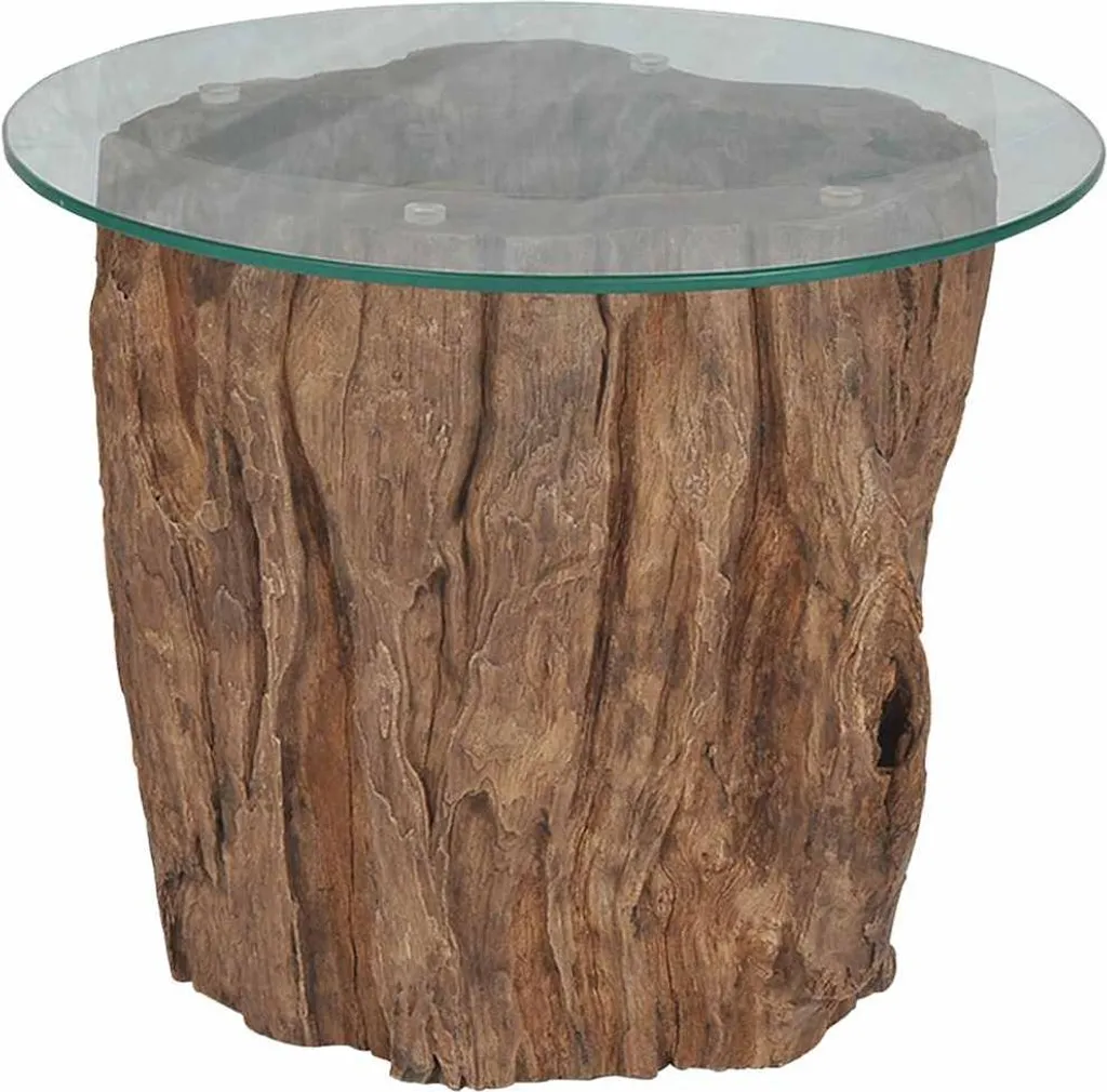 Table Basse de Salon pour Espace Réduit - Teck et Verre 50x40 cm