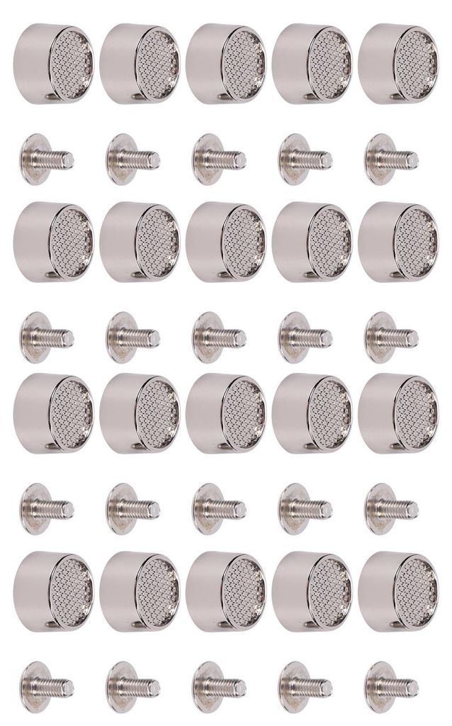 20er-Set 12-mm-Nieten mit Schalenkopf und Schraubverschluss, Punk-Nieten aus Metalllegierung mit 6-mm-Kreuzschrauben, Rastermuster, silberfarben