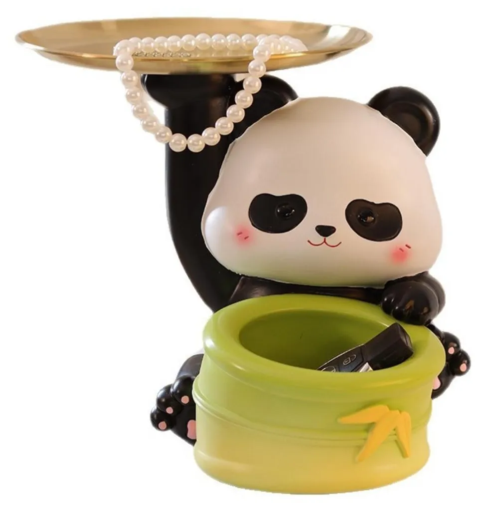INF Plateau Vide-Poche Panda en Résine - Organisateur de Bureau Kawaii