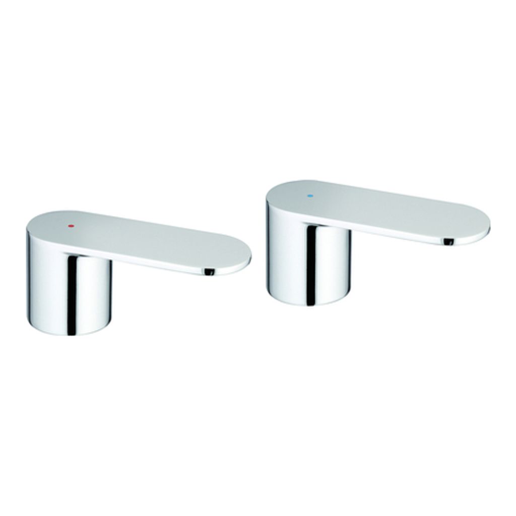 GROHE Griffpaar 48306, für Eurosmart Cosmopolitan, Metall, Markierung blau/rot, für 3-Loch-Waschtischbatterie, chrom