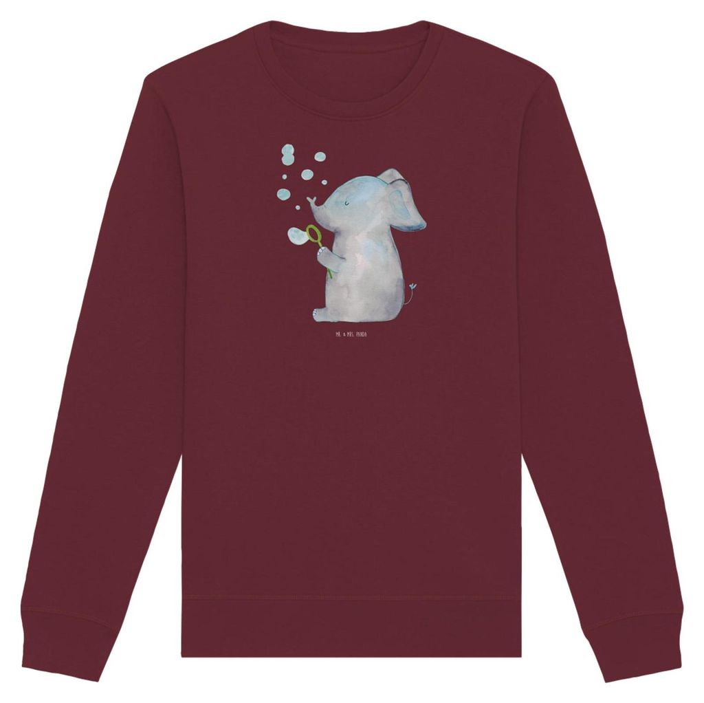 Mr. & Mrs. Panda Bio Baumwoll Pullover Elefant Seifenblasen Größe S - Burgundy - Geschenk, Liebe, Elefanten, Liebesspruch, Heimat, Rundhals Sweat...