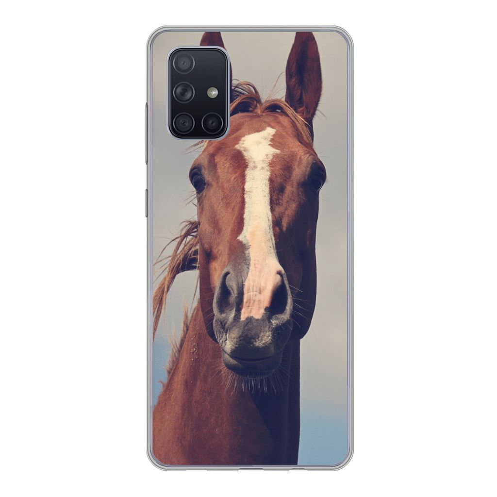 MuchoWow Handyhülle Schutzhülle Hülle für Samsung Galaxy A51 5G Pferd - Luft - Blau Silikon Softcase Handy Hülle - Abbildung