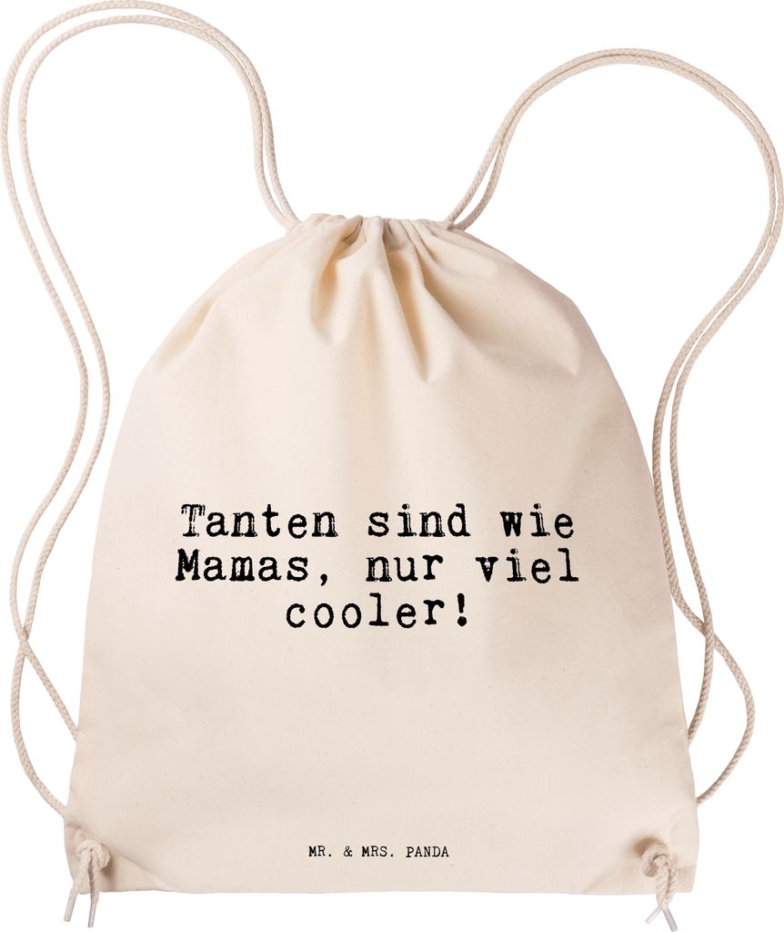Mr. & Mrs. Panda Stoffbeutel Tanten sind wie Mamas,... - Transparent - Geschenk, Jutebeutel, Turnbeutel, Mutter, beutel mit kordelzug, Gymbag, Spr...