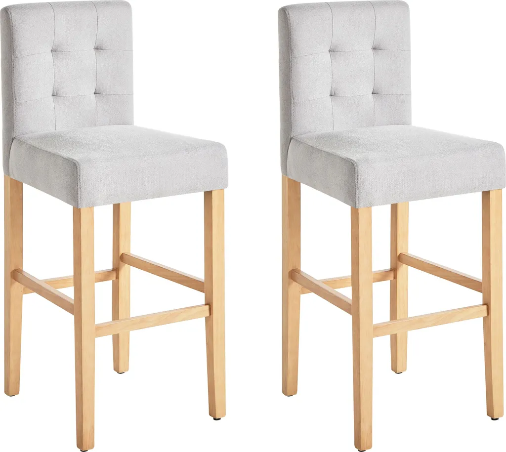 Lot de 2 tabourets de bar gris Beliani avec repose-pieds rembourrés