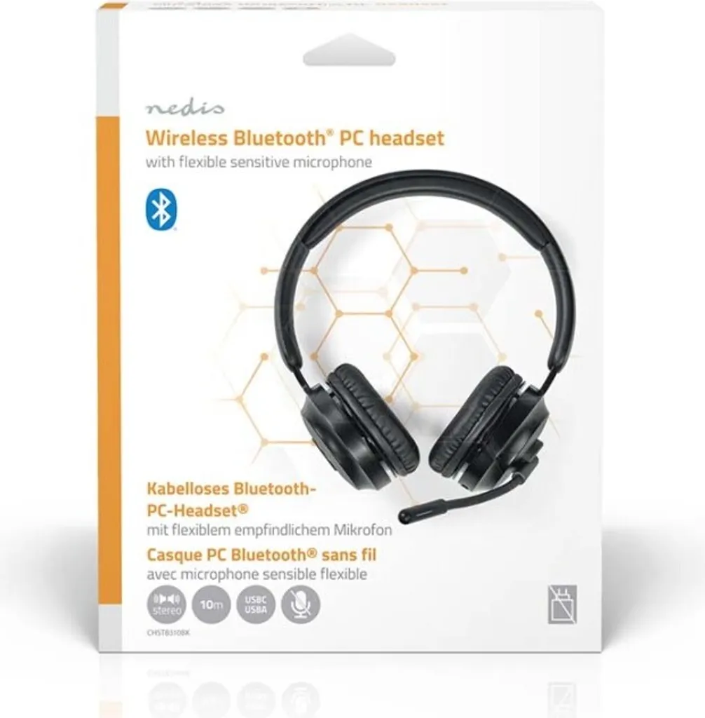 Cuffie Bluetooth Pieghevoli Nero - Auricolare Stereo PC con Microfono - 10