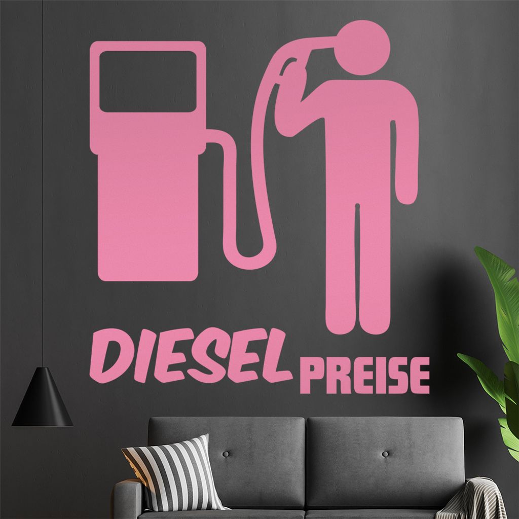 Diesel Preise Wandtattoo in 6 Größen - Wandaufkleber Wall Sticker - Dekoration, Küche, Wohnzimmer, Schlafzimmer, Badezimmer