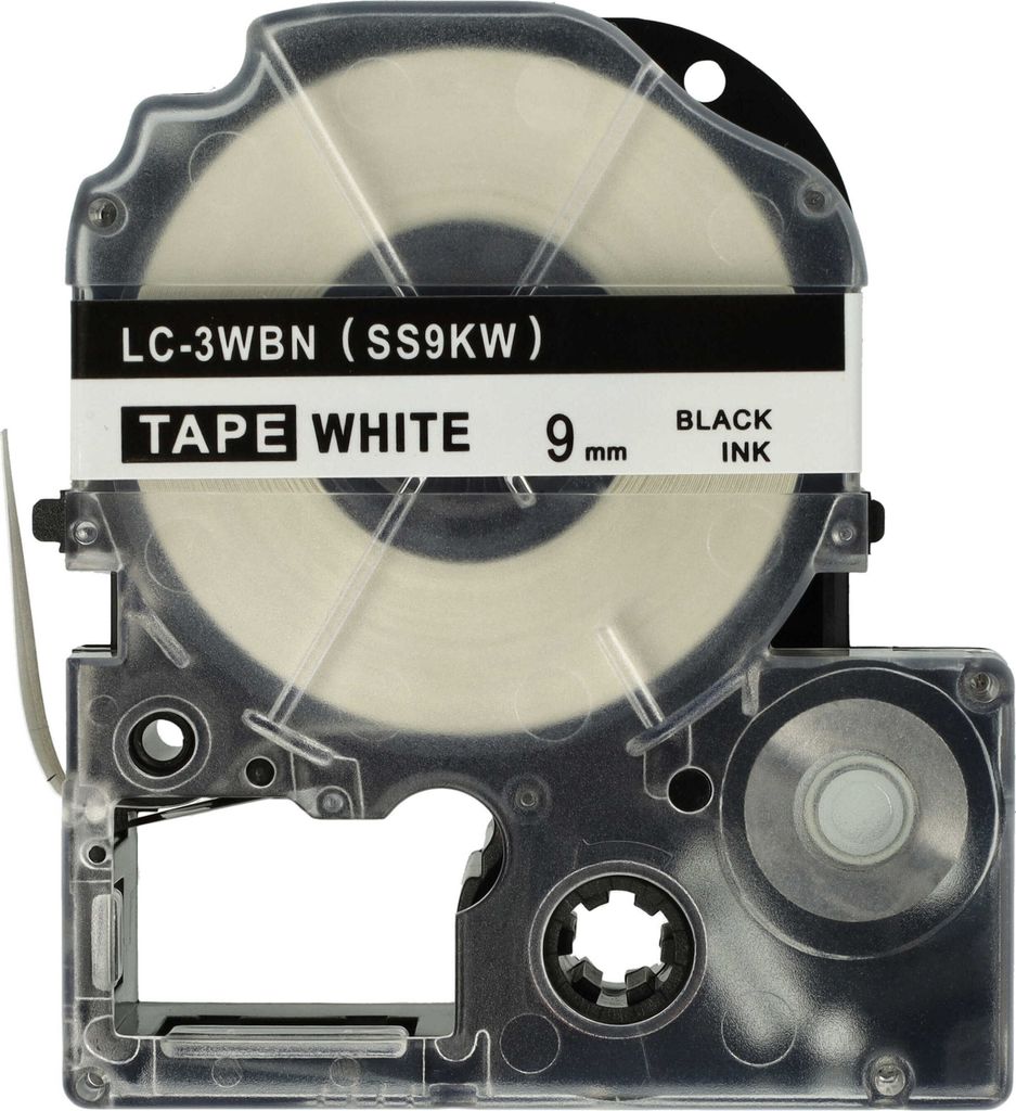 vhbw Schriftband-Kassette kompatibel mit Epson LabelWorks LW-1000P, LW-600P, LW-500, LW-400, LW-300 Etiketten-Drucker 8m x 9mm Schwarz auf Weiß