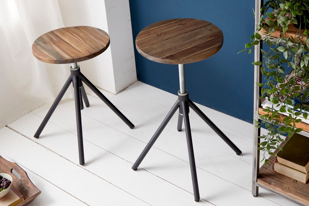 riess-ambiente Höhenverstellbarer Sitzhocker FACTORY Akazie Produktbild 2