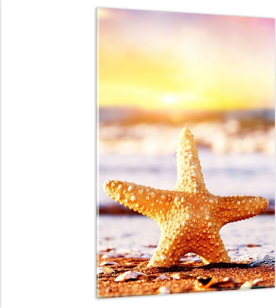 Bilder auf glas - Einteilig - Starfish Strand Sand Ozean - 80x120cm - Glasbilder - Wandbilder - Bilder - Wanddekoration aus Glas - Glas Bilder - Wa...