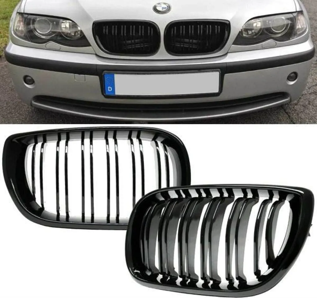 Haricots BMW E46 2001-2005 Noir Brillant - Finition Double Barreau